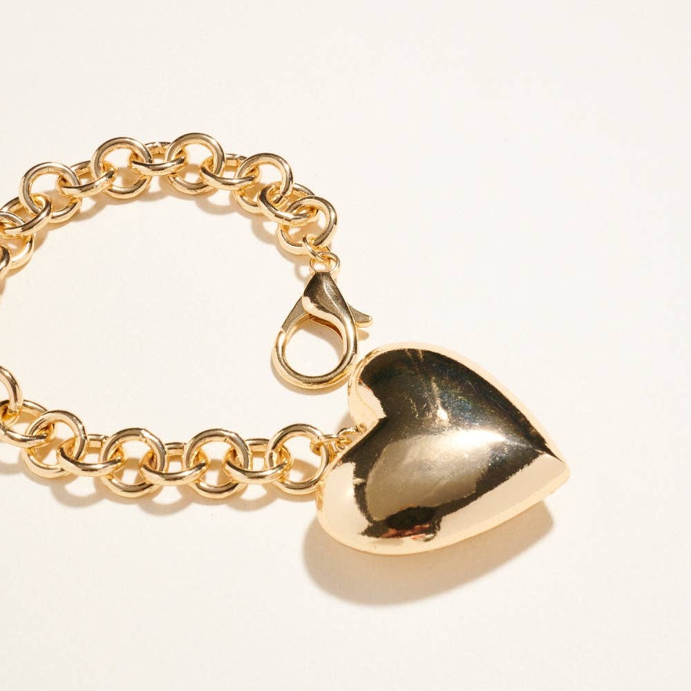 Metal Puffy Heart Keychain Bagcharm