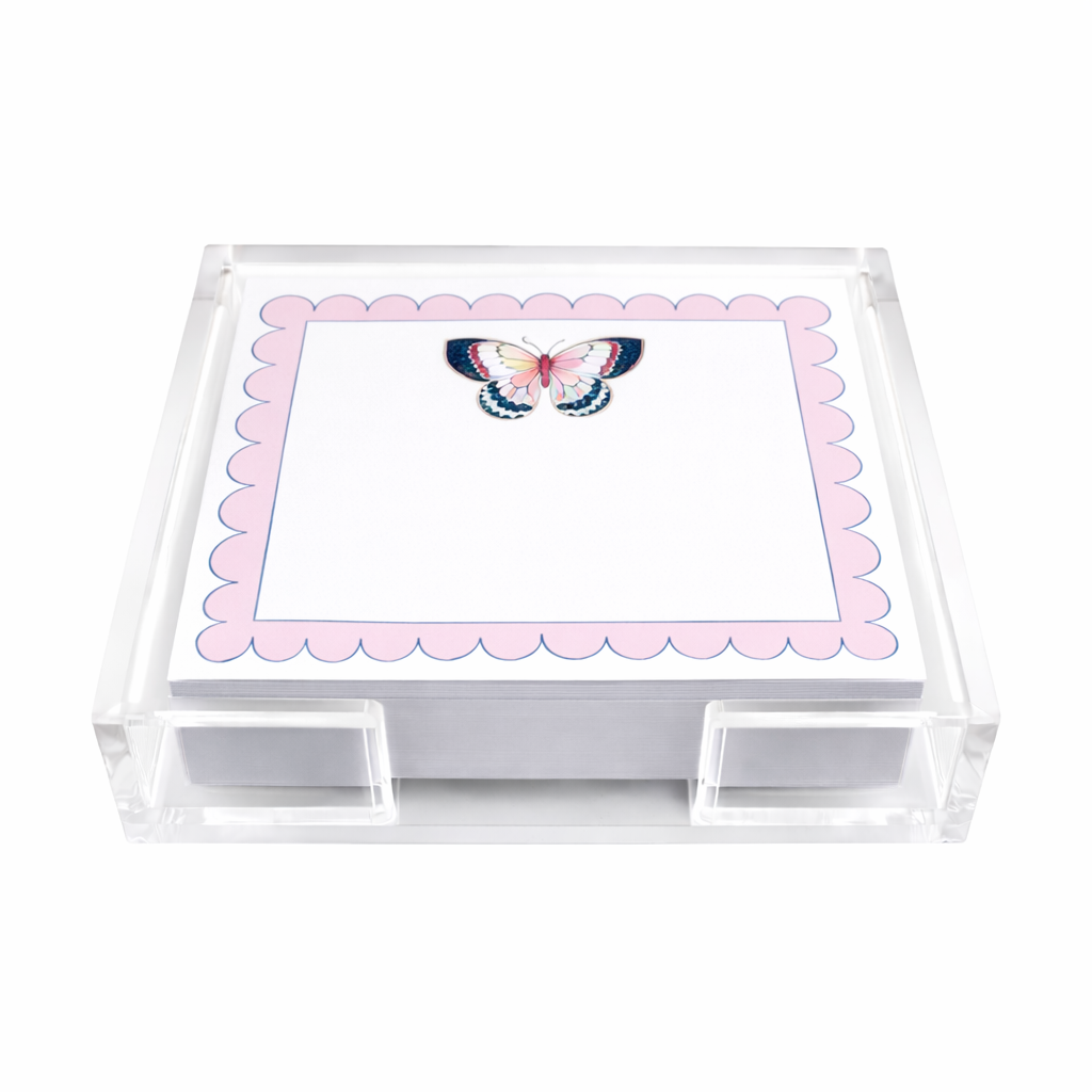 Acrylic Holder & Notepad, Butterfly