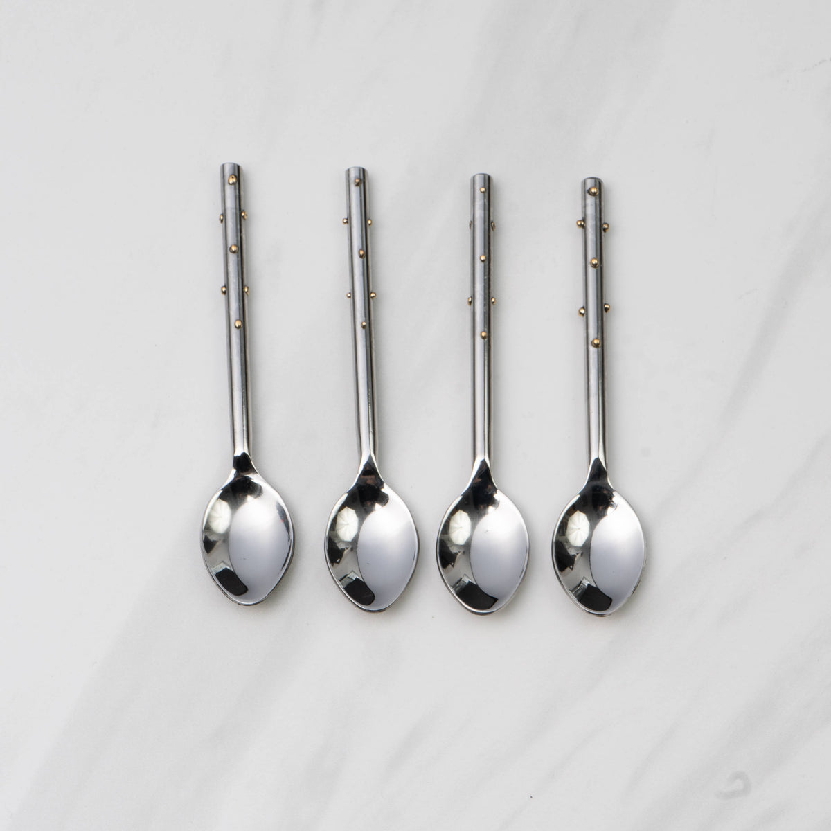 SS & Gold Dot Spoons-Piece Set