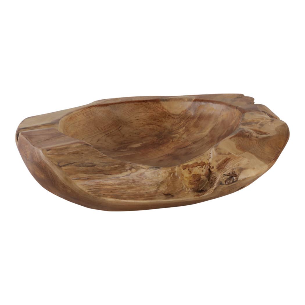 Teak Natural Wood Low Bowl