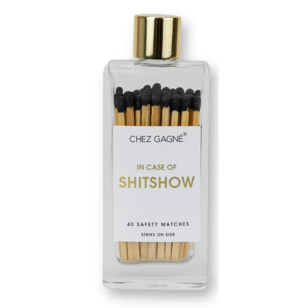 In Case of Shitshow - Glass Bottle Safety Matches - Black Matchboxes & Lighters