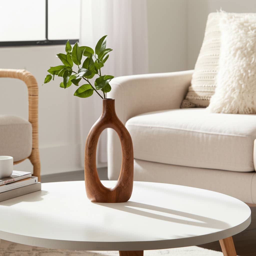 Tall Brown Wood Oval Open Cut-Out