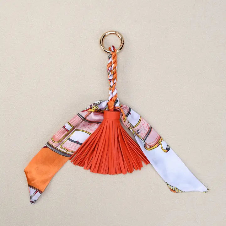 Boho Simple Scarf Tassel Bag Charm Keychain