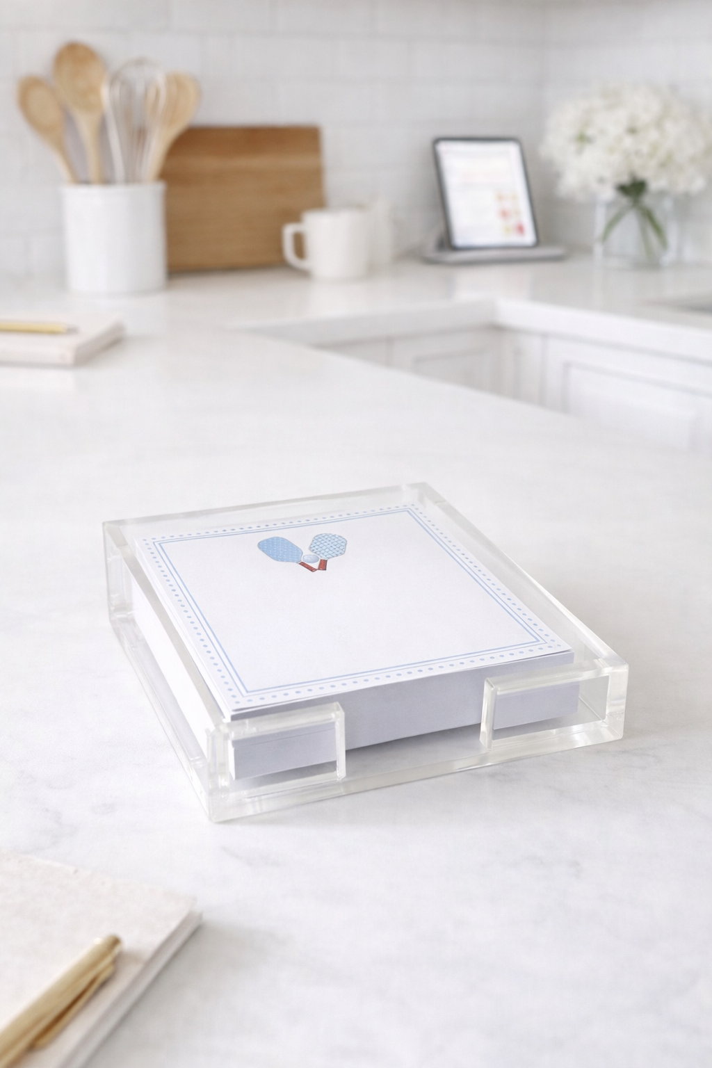Notepad in Acrylic Holder, Pickleball