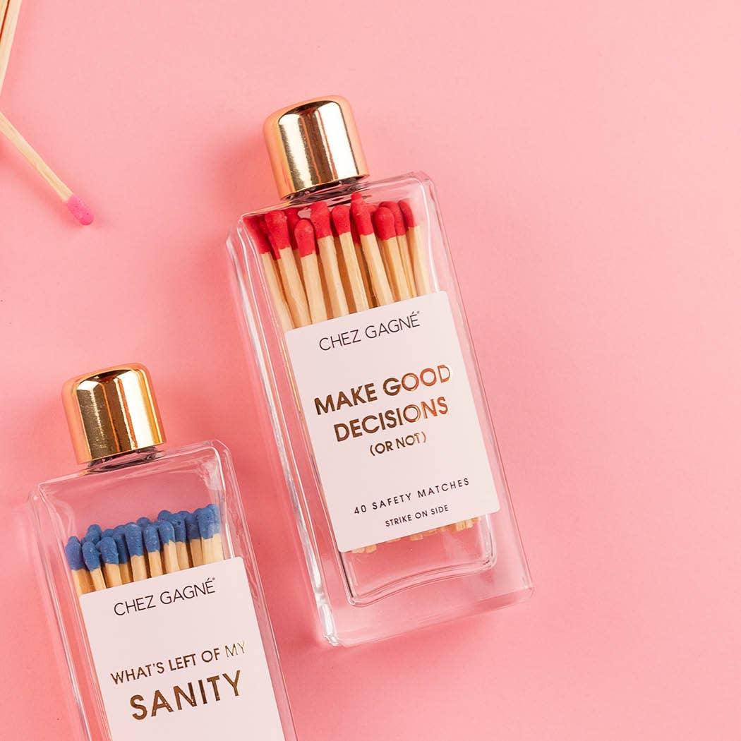 Make Good Decisions Or Not -Glass Bottle Safety Matches -Red Matchboxes & Lighters