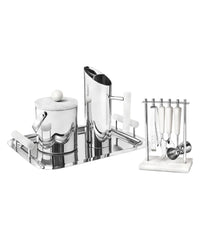 Azure Matte White Resin & Stainless Steel 5 Piece Bar Tool Set