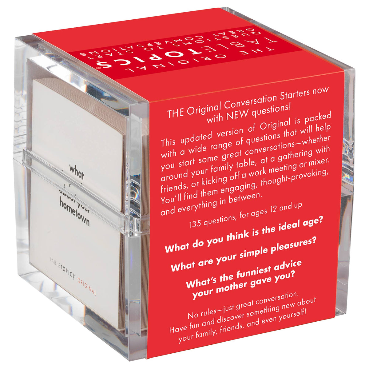 Red cube with text on a white background