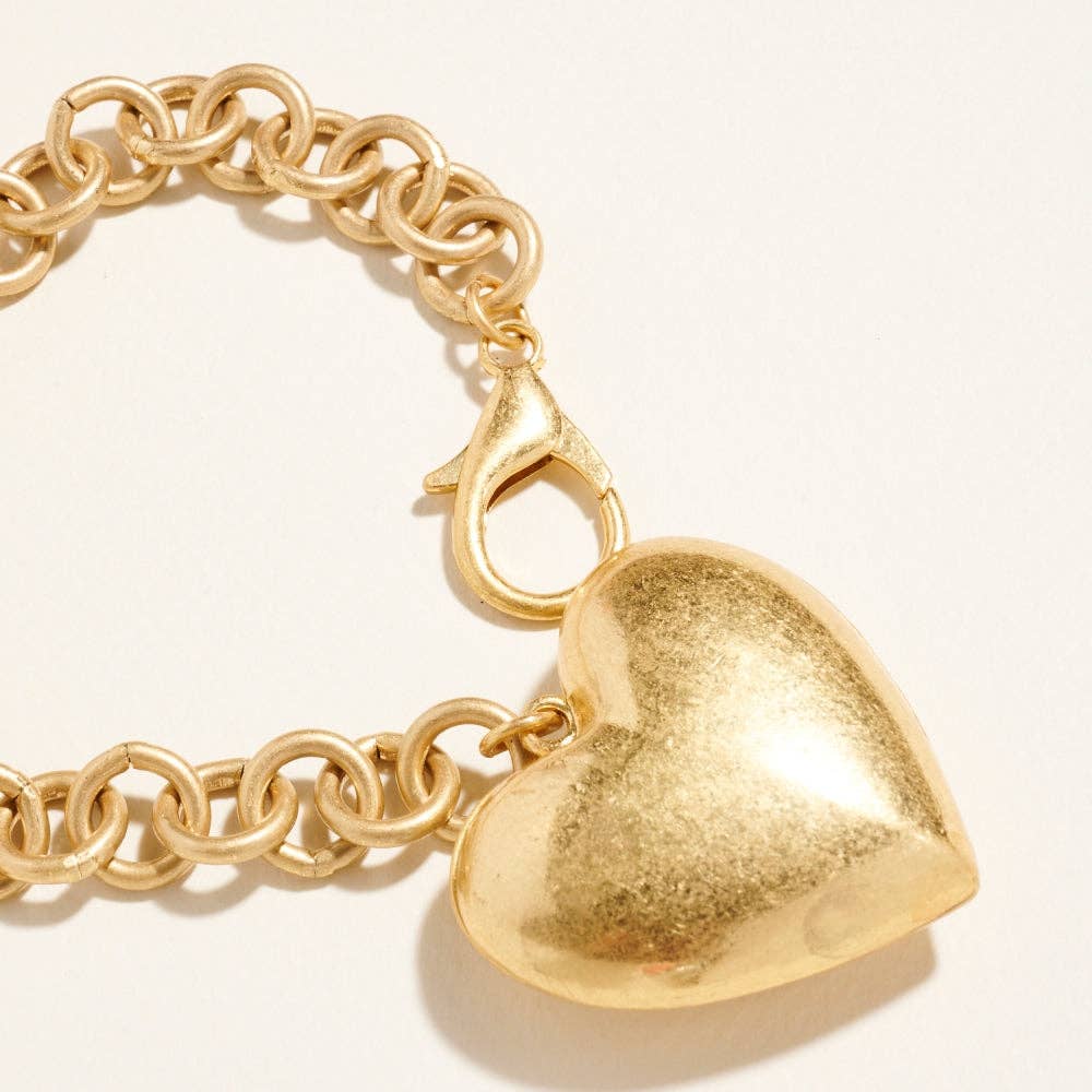 Metal Puffy Heart Keychain Bagcharm
