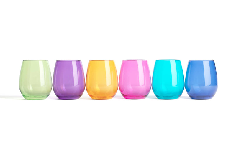 Acrylic Stemless Wine Glasses-Jewel S/6