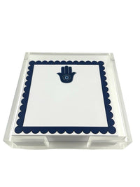 Notepad in Acrylic Holder, Hamsa