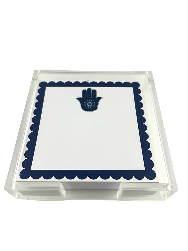 Notepad in Acrylic Holder, Hamsa