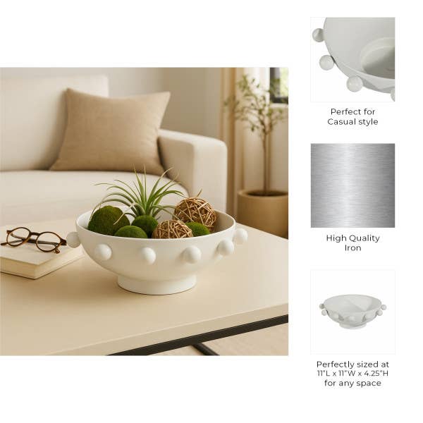 Decorative Bowl - White Iron Hobnail
