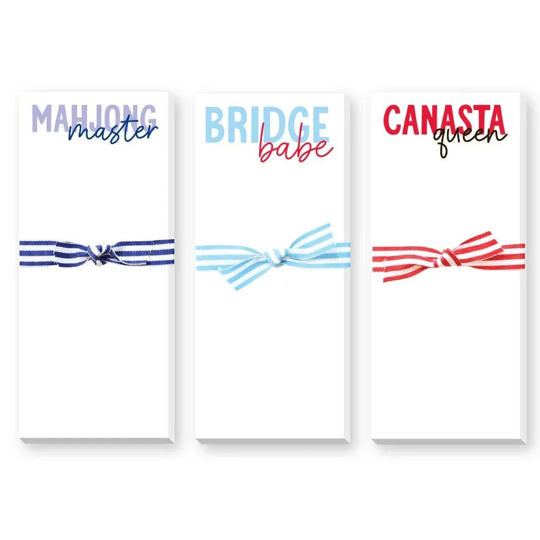 BRIDGE, MAHJONG AND CANASTA SKINNIE NOTEPADS Notepads