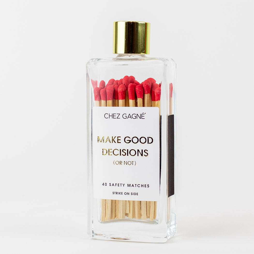 Make Good Decisions Or Not -Glass Bottle Safety Matches -Red