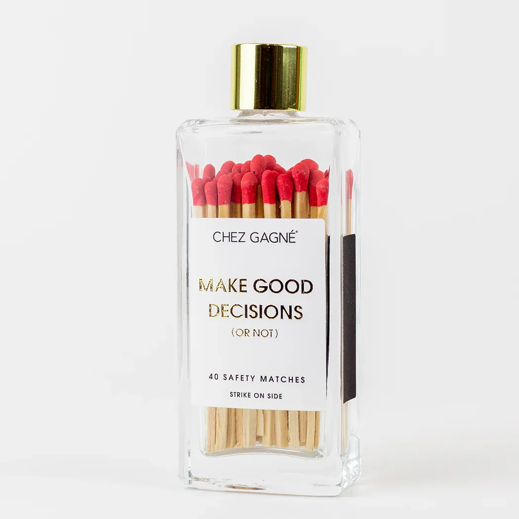 Make Good Decisions Or Not -Glass Bottle Safety Matches -Red Matchboxes & Lighters