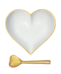 Happy Gold & White Croco Heart with Gold Heart Spoon
