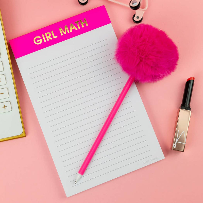Girl Math - Lined Notepad - Bright Pink - 65 perforated pages - 5x8