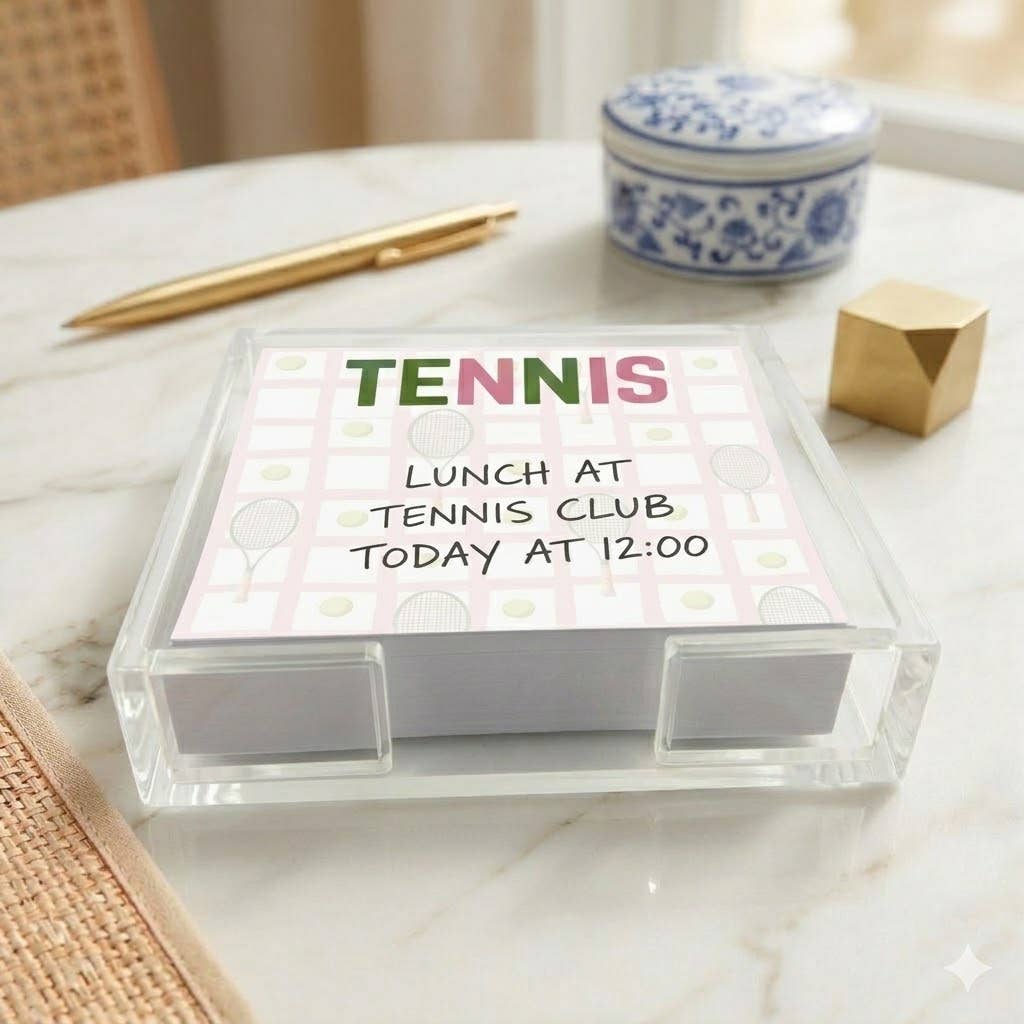 Notepad in Acrylic Holder, Tennis