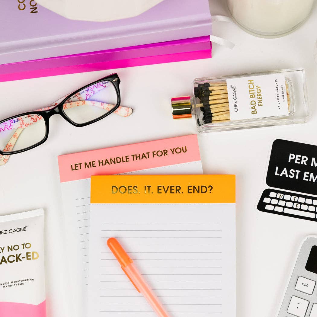 Does It Ever End? - Lined Notepad - Bright Tangerine - 65 perforated pages - 5x8
