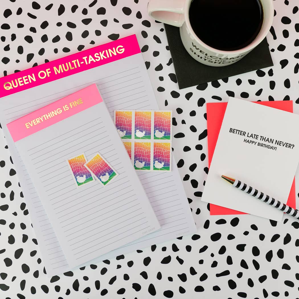Everything Is Fine - Lined Notepad - Pink - 65 perforated pages - 5x8 Notepads