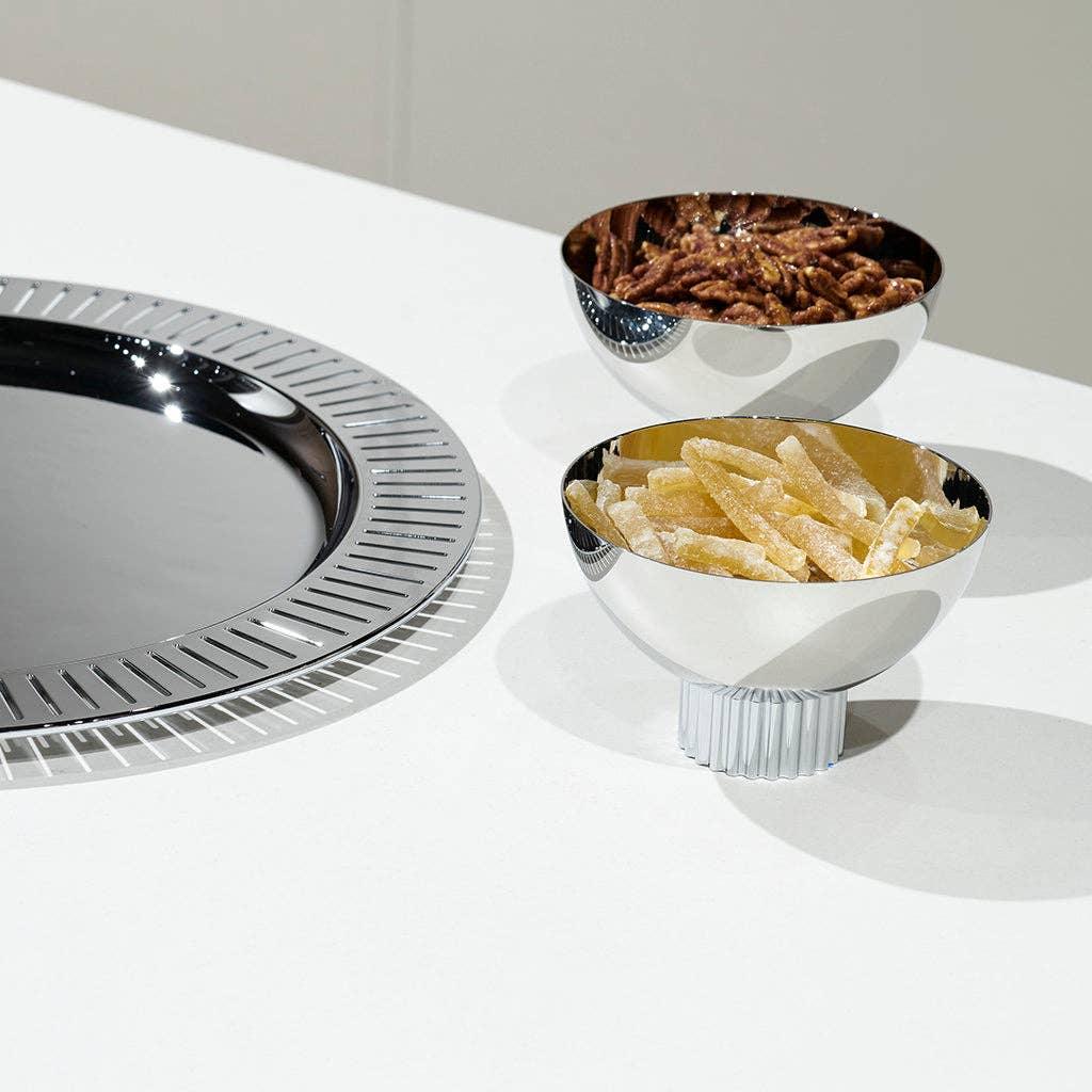 Striations Nut Bowl, Silver Serving Bowl