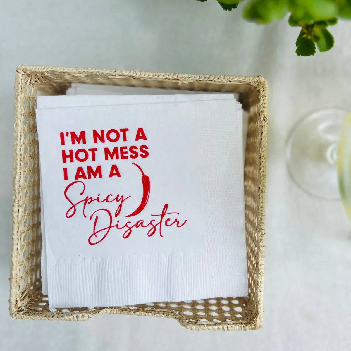 I'm Not A Hot Mess, I Am A Spicy Disaster Cocktail Paper Napkins Cocktail Napkins