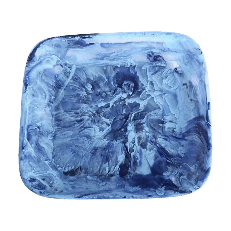 Square Tray Large Denim Swirl Serving Tray