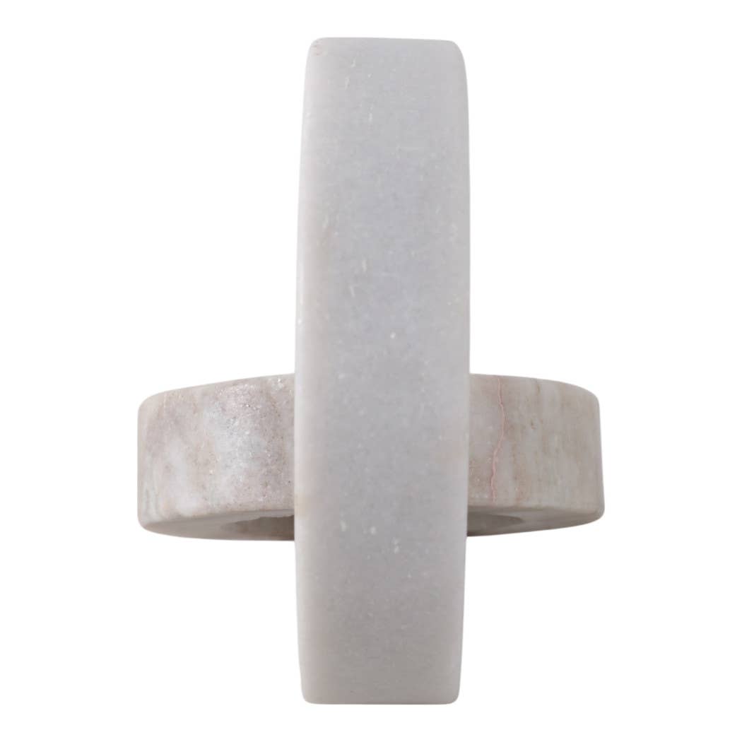 Sculpture Double Ring White/Beige Marble