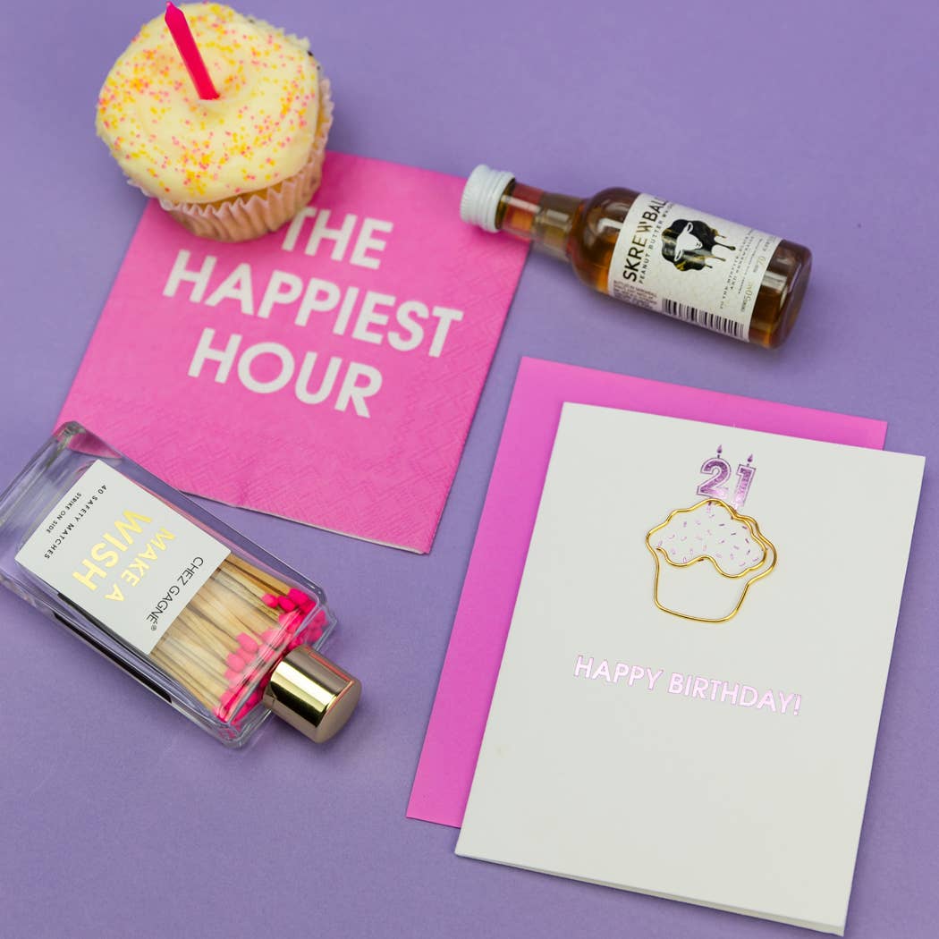 Make A Wish - Birthday Glass Bottle Safety Matches - Bright Pink Matchboxes & Lighters