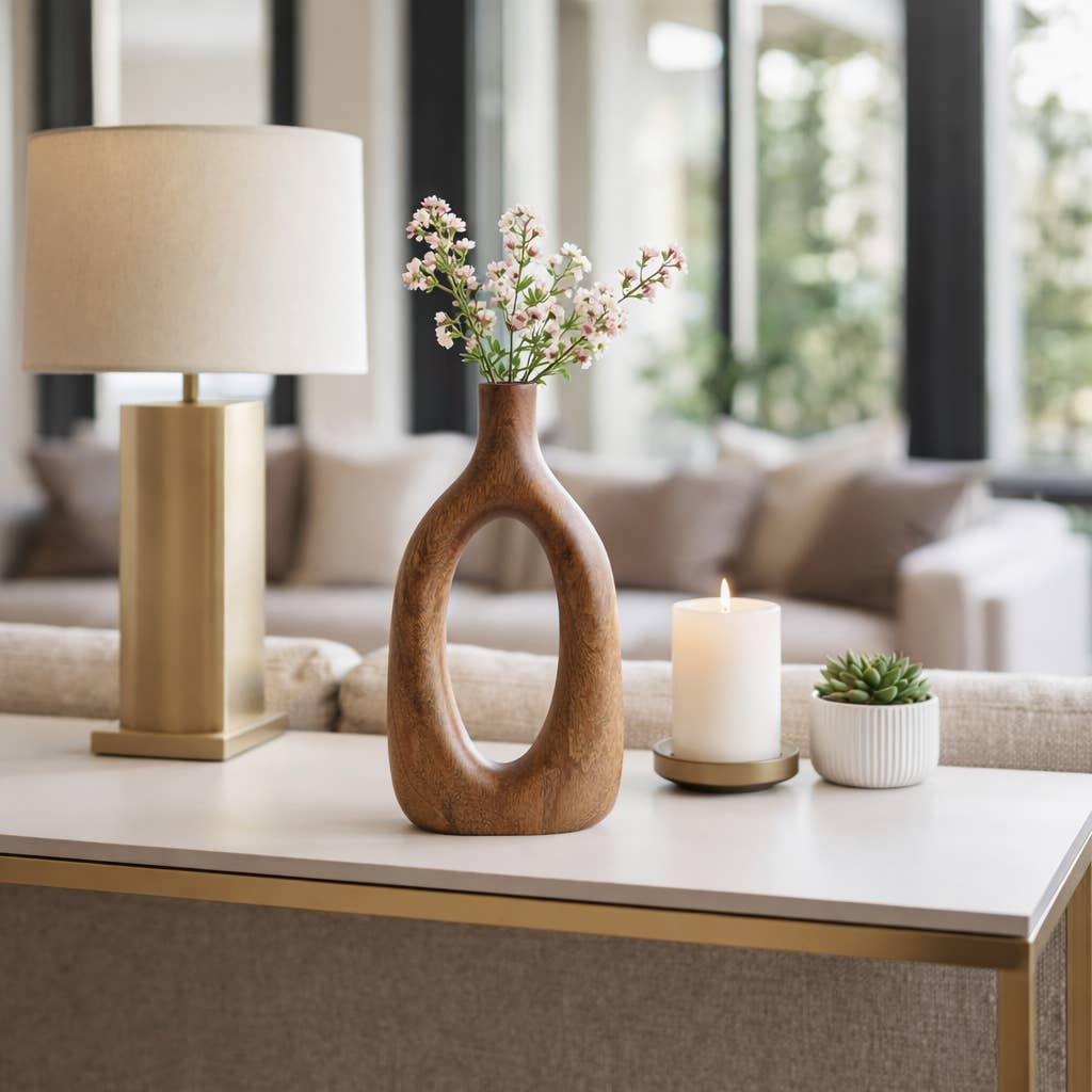 Tall Brown Wood Oval Open Cut-Out