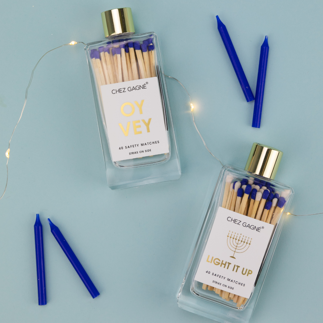 Light It Up - Hanukkah - Holiday Glass Bottle Safety Matches