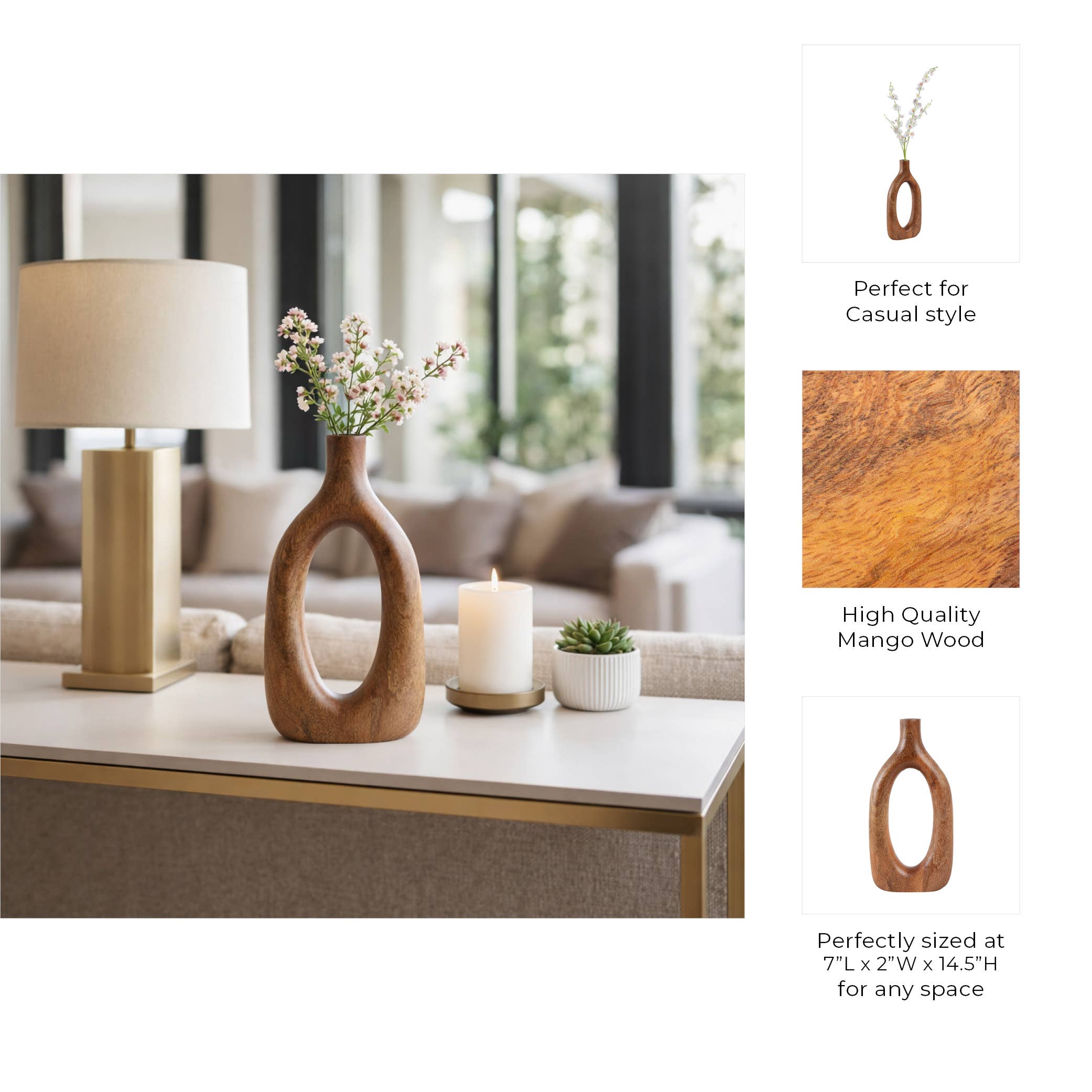 Tall Brown Wood Oval Open Cut-Out