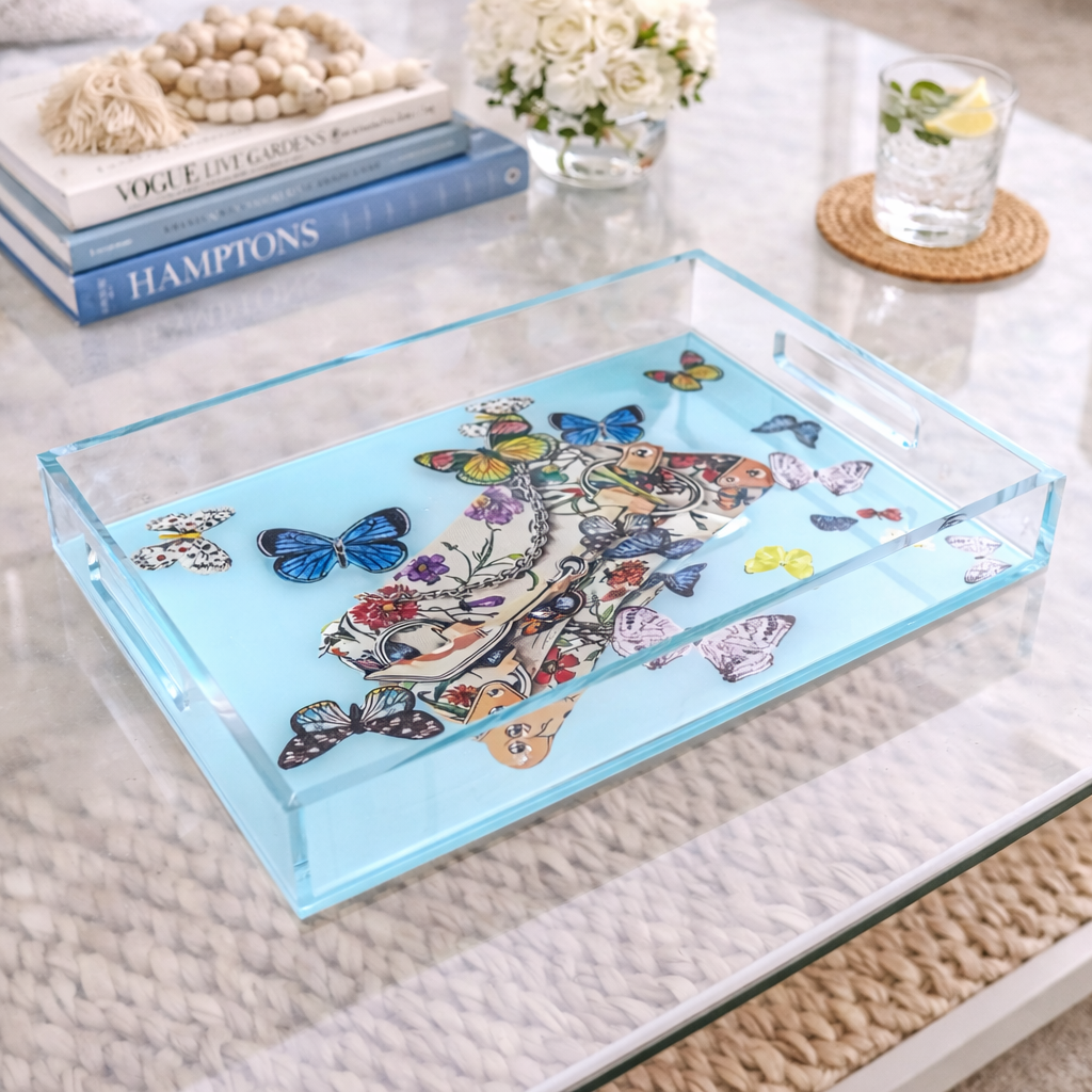 Acrylic Vanity Tray, Butterflies Take Flight