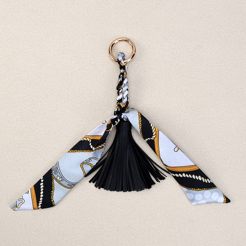 Boho Simple Scarf Tassel Bag Charm Keychain
