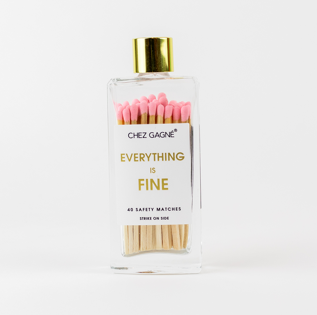 Everything is Fine - Glass Bottle Safety Matches - Pink Matchboxes & Lighters