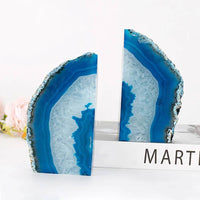 Blue Agate Bookends Set