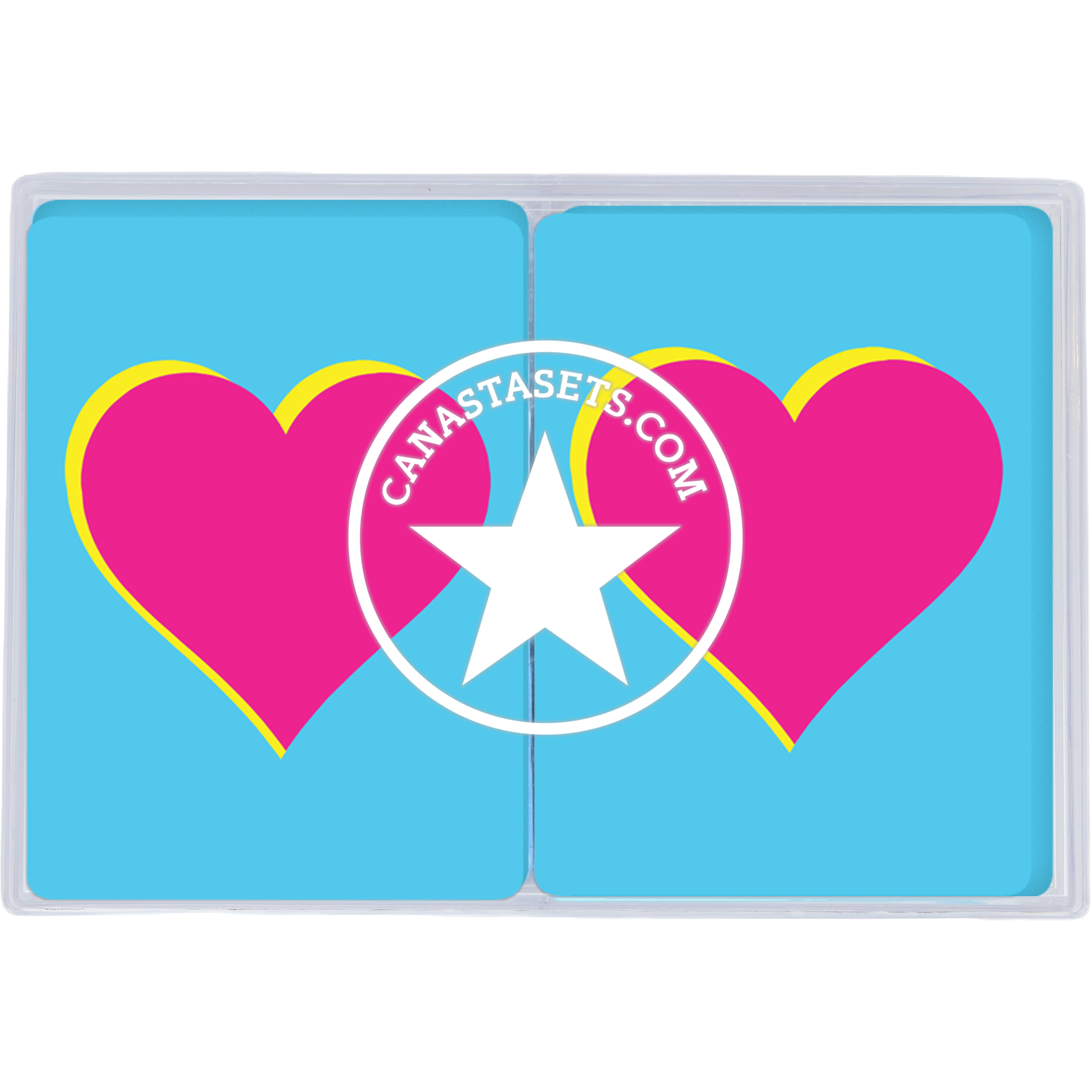 Playing cards Pink heart on blue background
