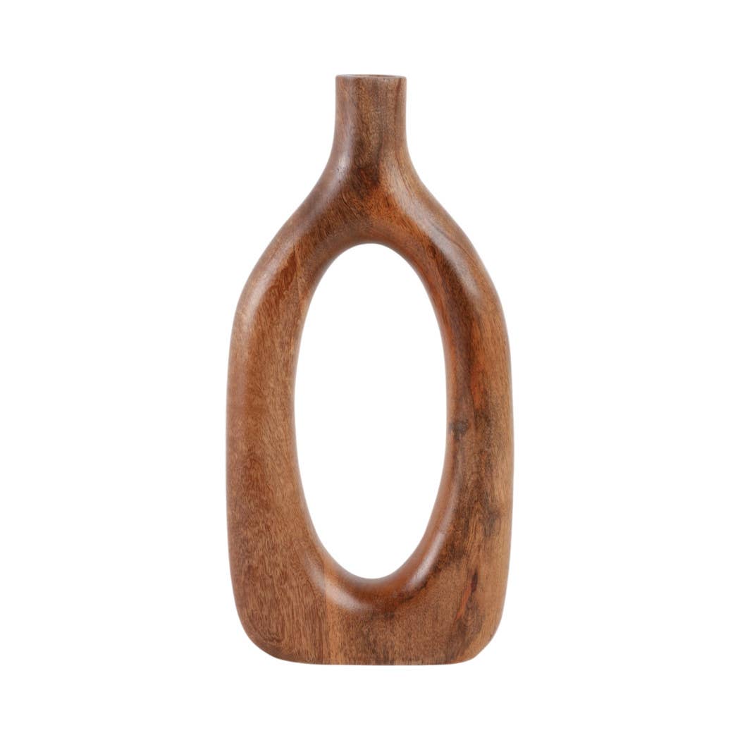 Tall Brown Wood Oval Open Cut-Out
