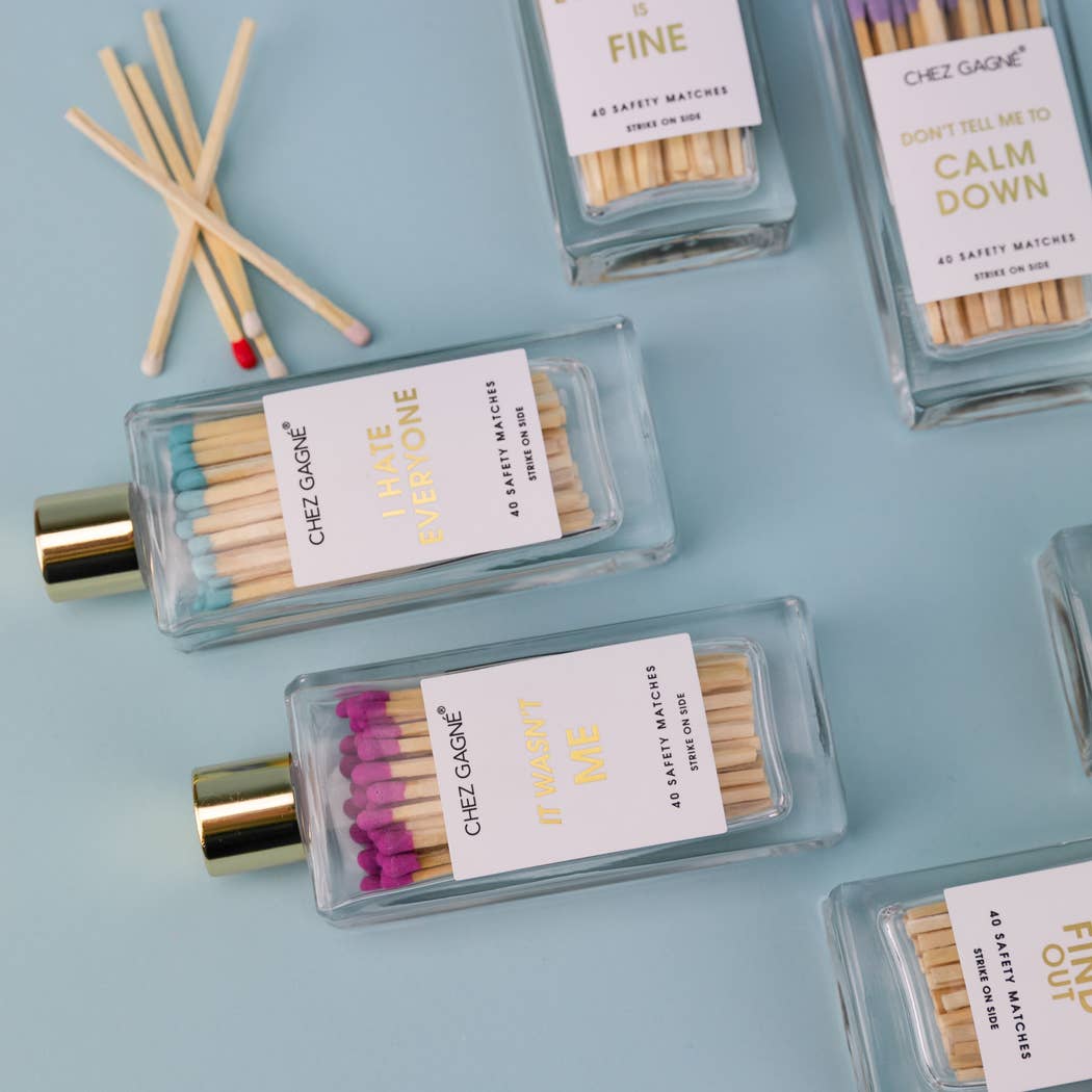 It Wasn't Me - Glass Bottle Safety Matches - Bright Purple