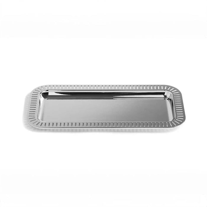 Striations Small Rectangle Serving Tray Silver Serving Tray