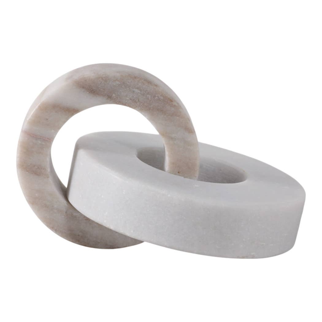 Sculpture Double Ring White/Beige Marble