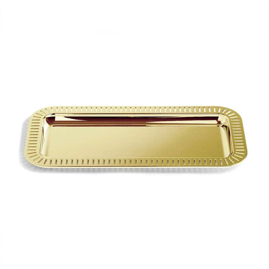 Striations Small Rectangle Serving Tray Gold Serving Tray
