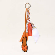 Sandals & Bow Scarf Tassel Bag Charm Keychain
