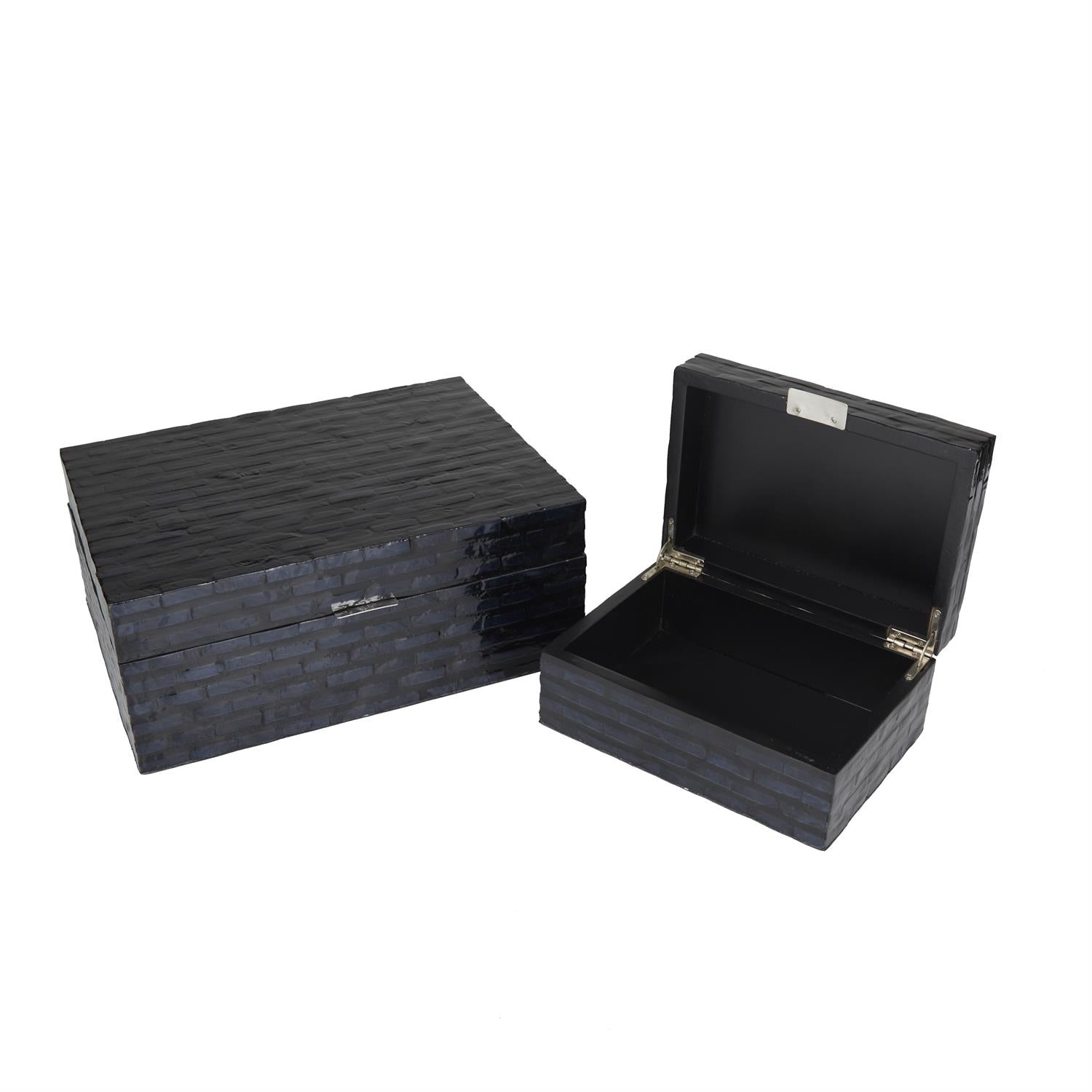 Black MOP/Shell Handmade Decorative Box with Hinged Lid Decorative Boxes