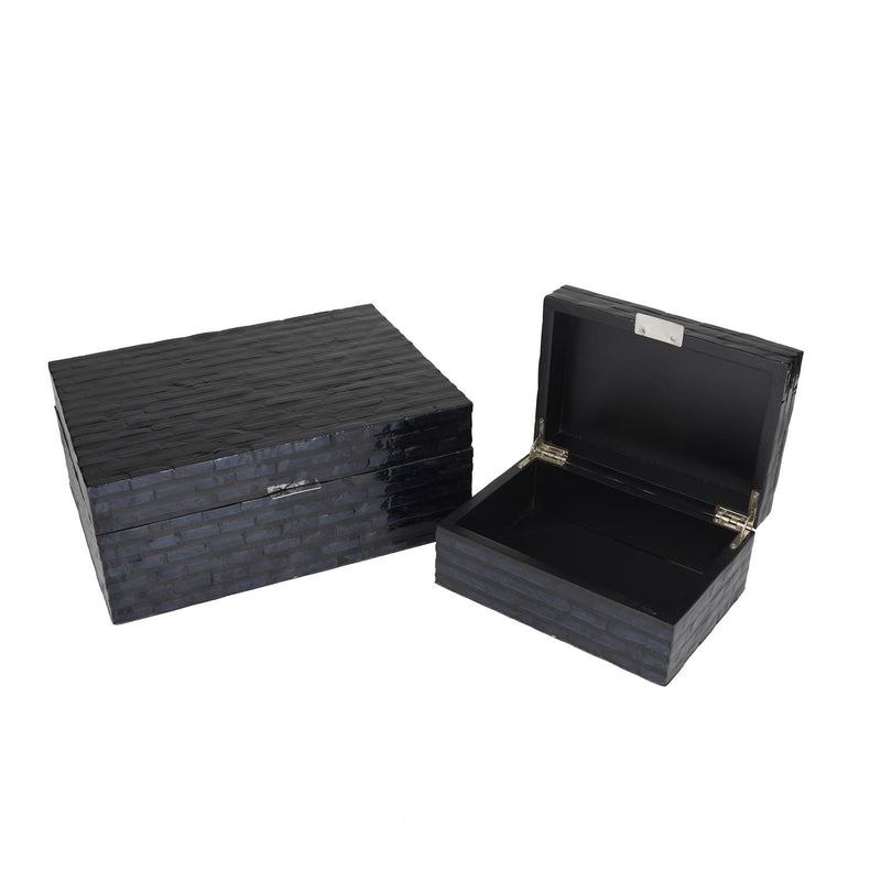 Black MOP/Shell Handmade Decorative Box with Hinged Lid Decorative Boxes