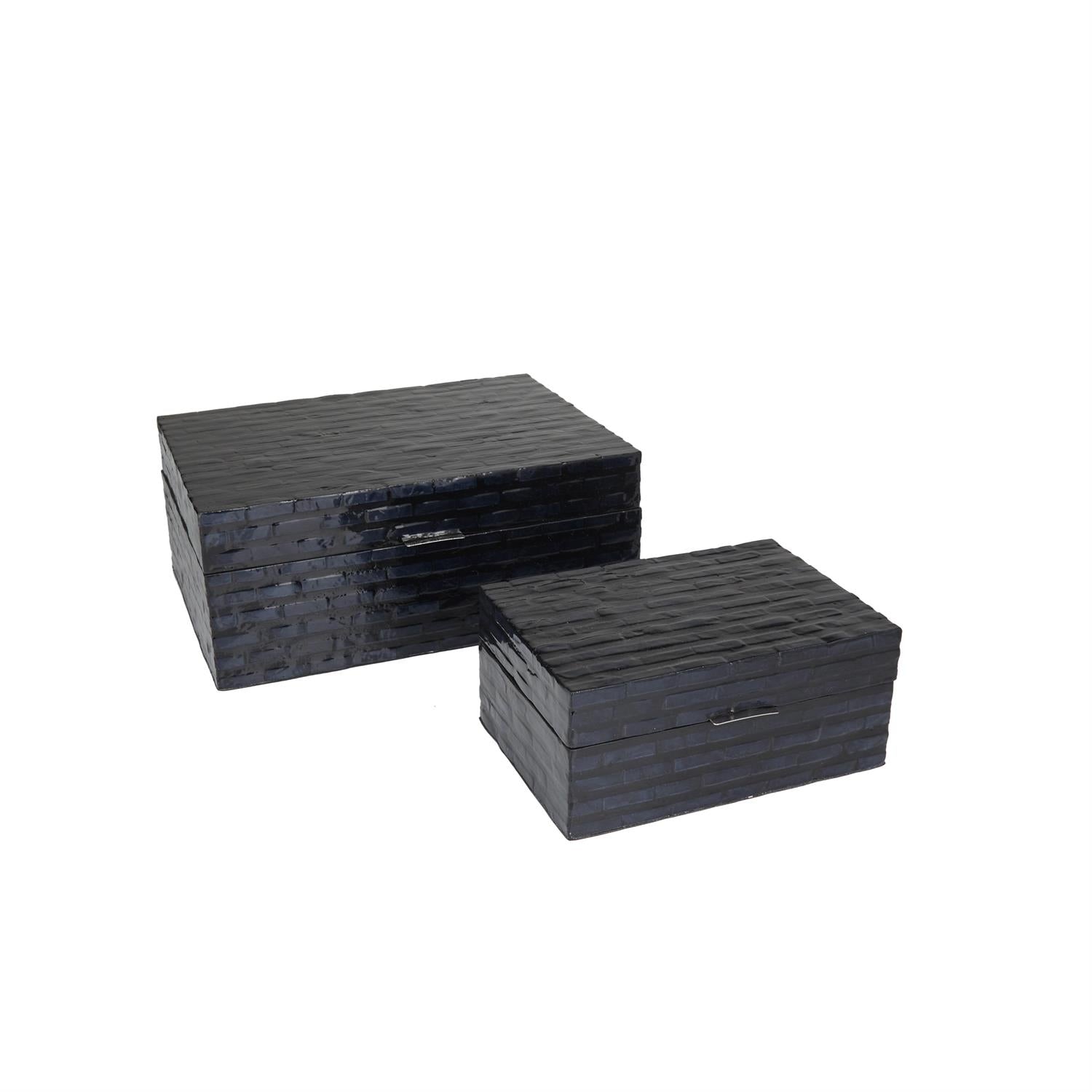 Black MOP/Shell Handmade Decorative Box with Hinged Lid Decorative Boxes