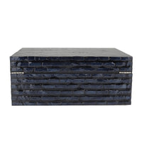 Black MOP/Shell Handmade Decorative Box with Hinged Lid