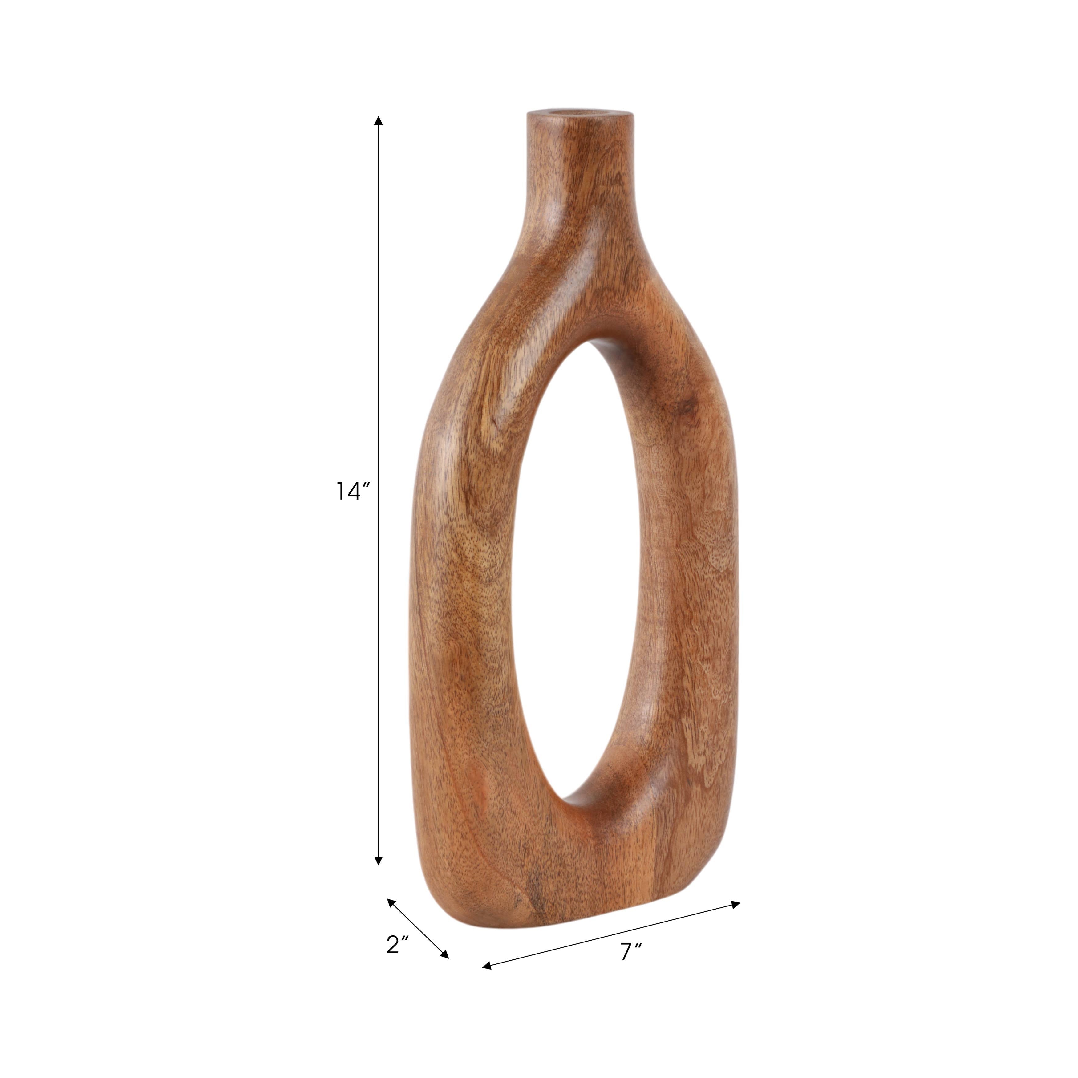 Tall Brown Wood Oval Open Cut-Out