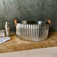 Large SS Polished Beverage Tub w/ Leather Handles