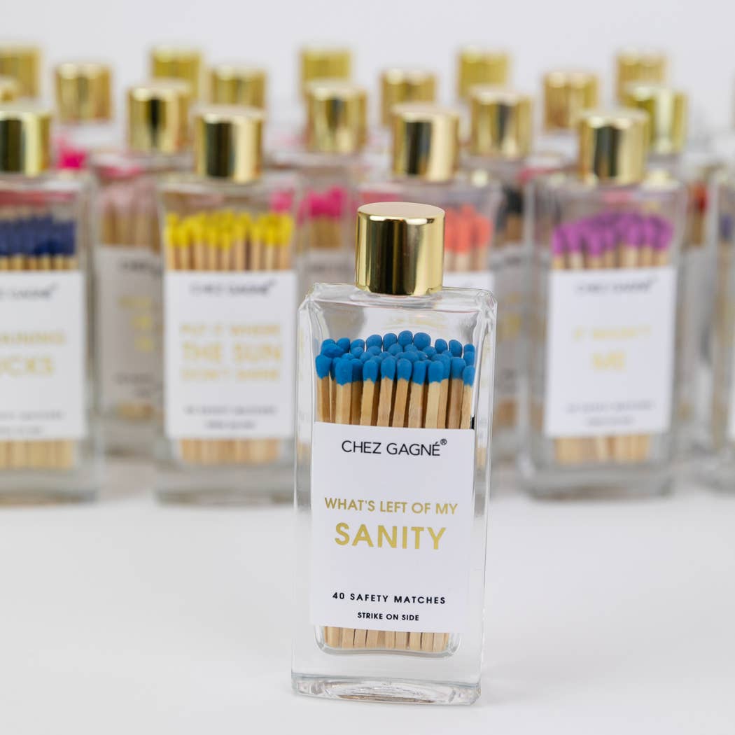 Left of My Sanity - Glass Bottle Safety Matches - Bright Blue Matchboxes & Lighters